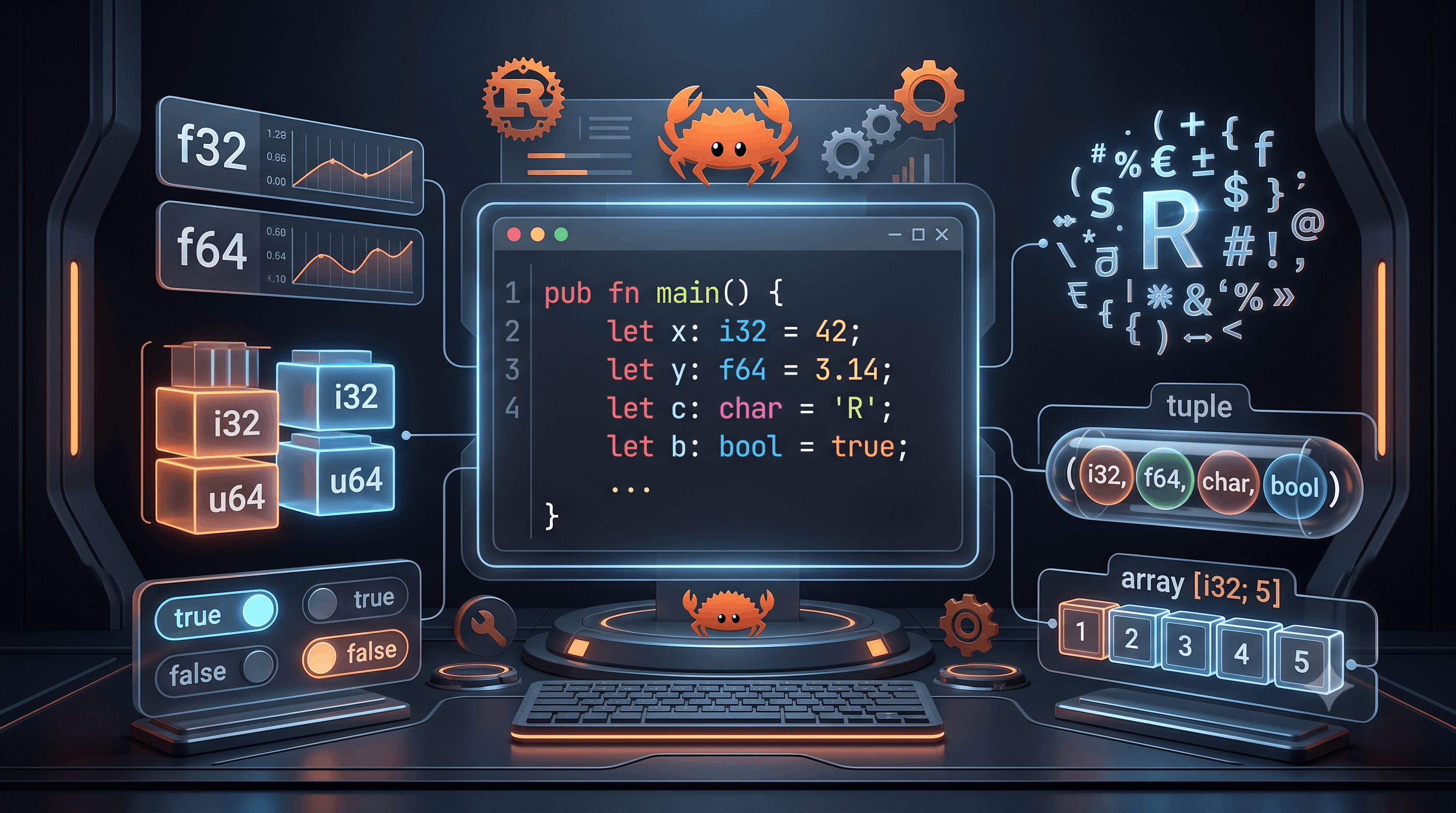 Rust Data Types: Integers, Floats, Booleans, Characters, Tuples and Arrays